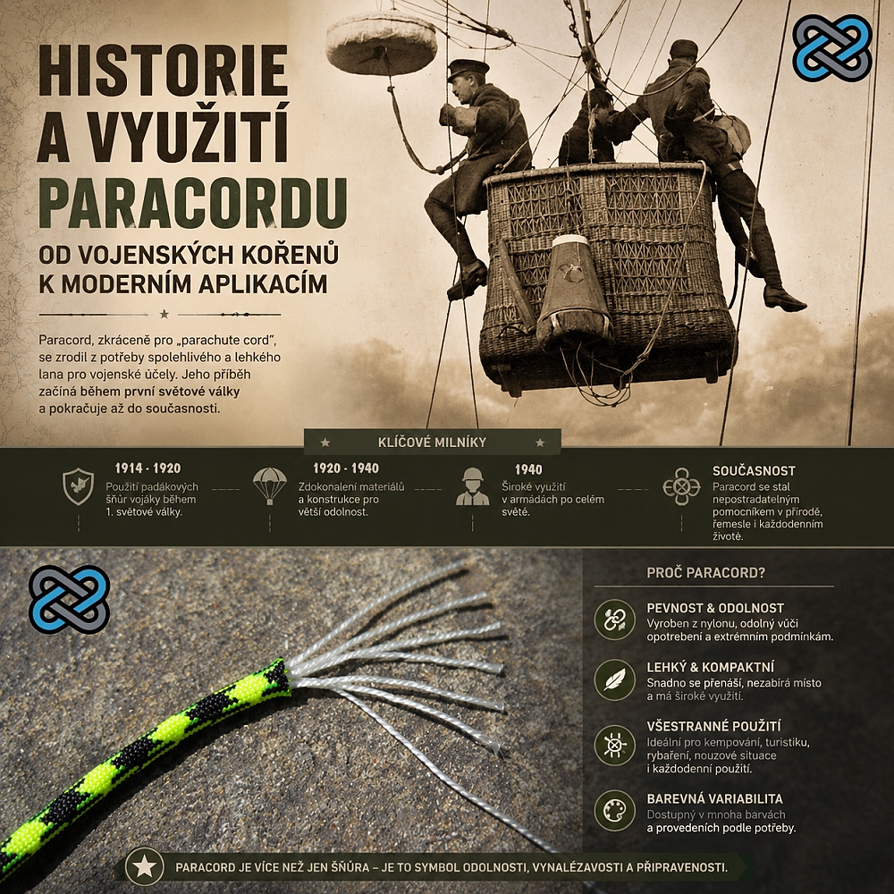 historie padákové šňůry